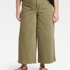 Ava & Viv Olive NWT Plus 26 Green Wide Leg Denim Streetwear Stretch Comfy